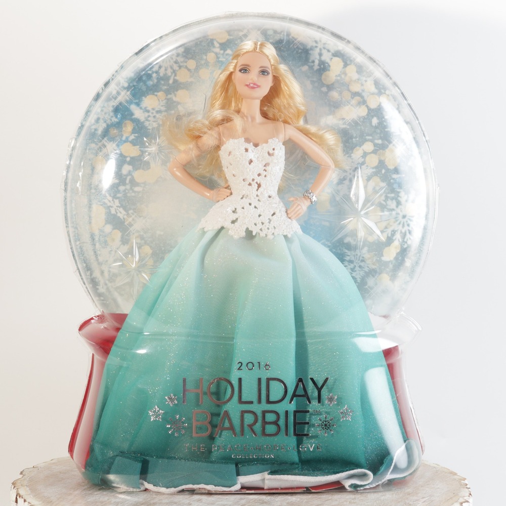 Mattel 2016 Holiday Barbie Doll Peace Hope Love Teal Ombre Gown DGX98 Blonde